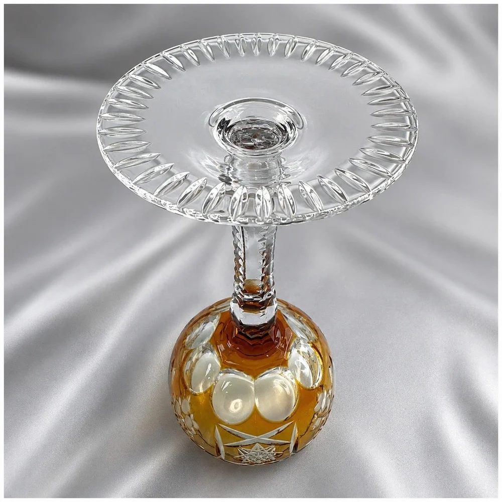 Bohemian Cut to Clear 4 colors Crystal Wine Hocks Glasses 8.25in